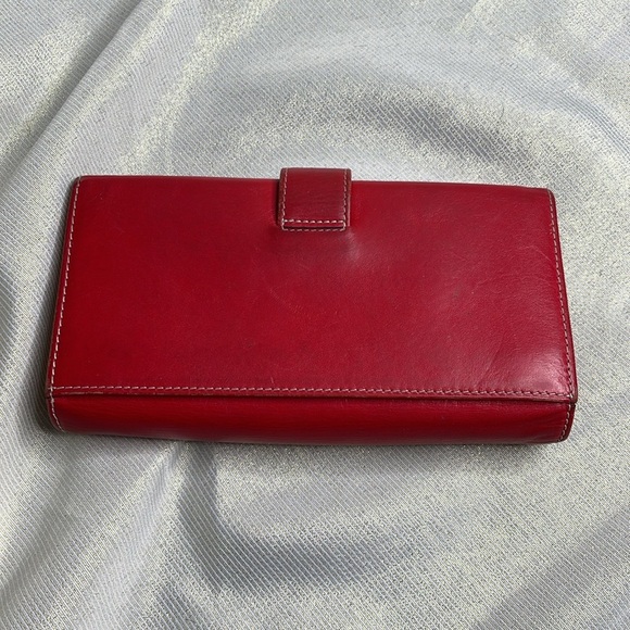Vintage Y2K Holt Renfrew Buckled Red Genuine Leather Wallet Cards Coins - Picture 3 of 11